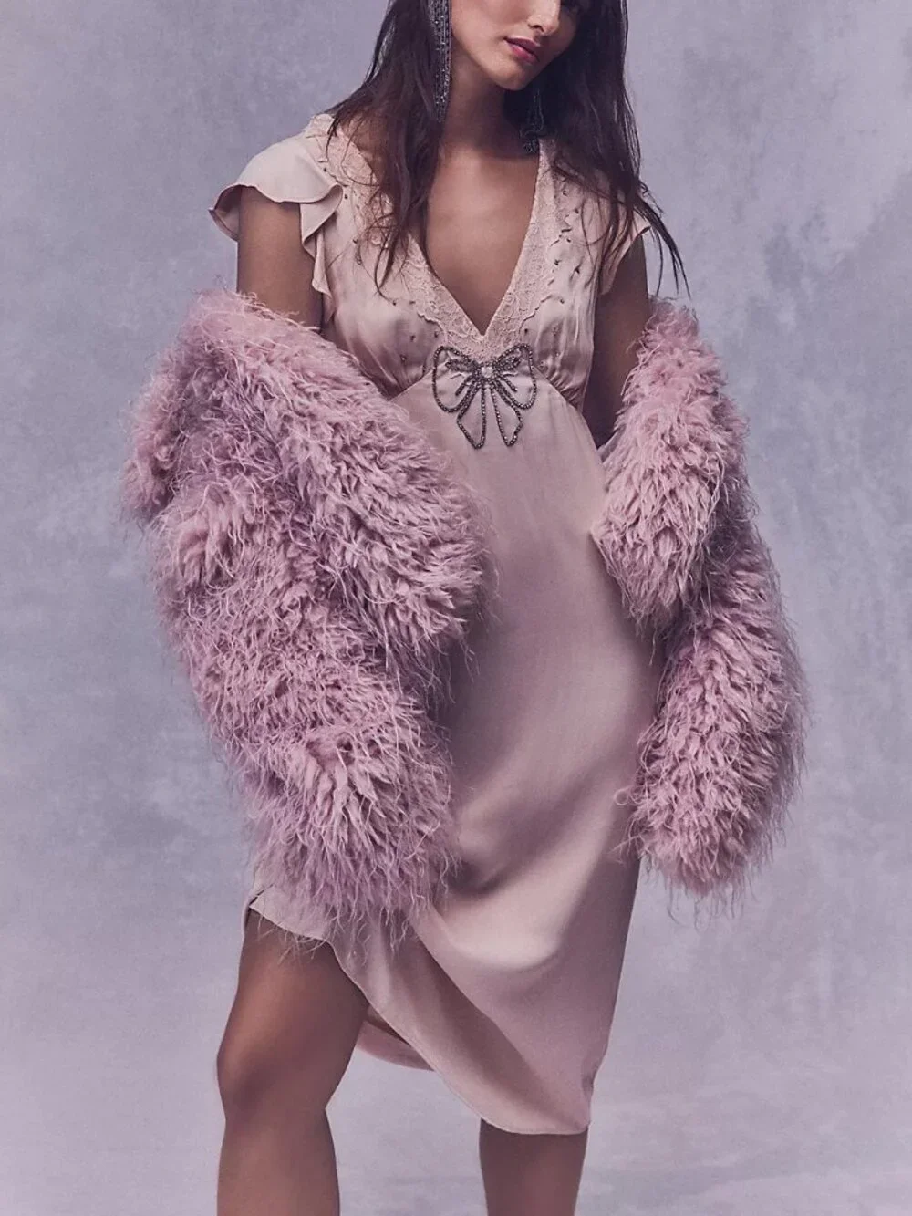 FREE PEOPLE Tied With Joy Midi Dress / Pastel Rose Tan